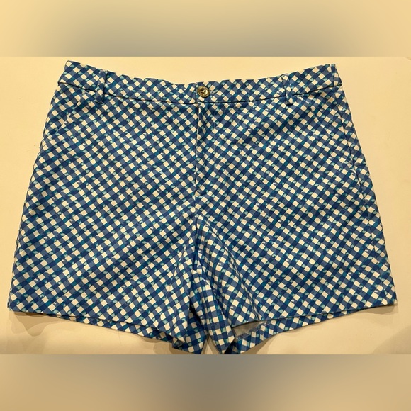 Lilly Pulitzer Boca Blue & White Checkered Gretchen Shorts Sz. 14 - Picture 4 of 12